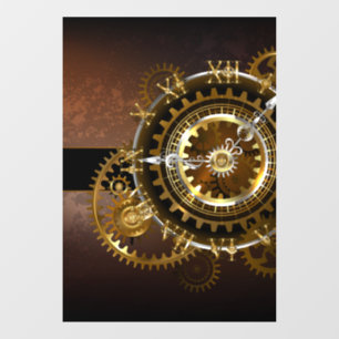 Steampunk clock with antique gears window cling