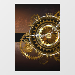 Steampunk clock with antique gears window cling