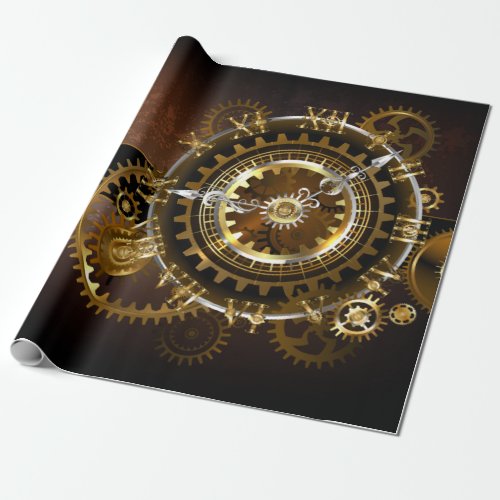 Steampunk clock with antique gears wrapping paper