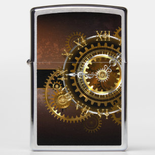 Steampunk clock with antique gears zippo lighter