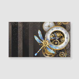 Steampunk Clock with Mechanical Dragonfly