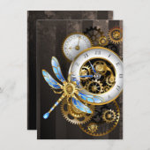 Steampunk Clock with Mechanical Dragonfly (Front/Back)