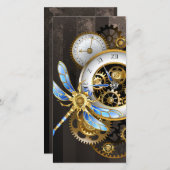 Steampunk Clock with Mechanical Dragonfly (Front/Back)