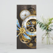 Steampunk Clock with Mechanical Dragonfly (Standing Front)