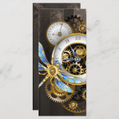 Steampunk Clock with Mechanical Dragonfly (Front/Back)