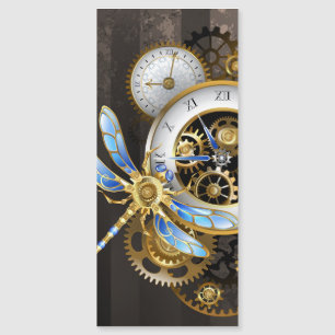 Steampunk Clock with Mechanical Dragonfly