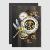 Steampunk Clock with Mechanical Dragonfly (Front/Back)