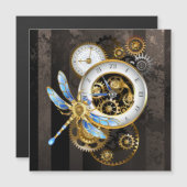 Steampunk Clock with Mechanical Dragonfly (Front/Back)