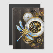 Steampunk Clock with Mechanical Dragonfly (Front/Back)