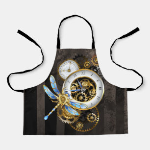 Steampunk Clock with Mechanical Dragonfly Apron