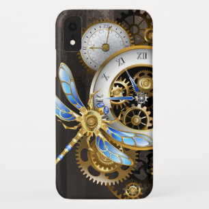 Steampunk Clock with Mechanical Dragonfly iPhone XR Case