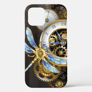 Steampunk Clock with Mechanical Dragonfly iPhone 12 Pro Case