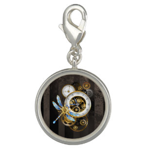 Steampunk Clock with Mechanical Dragonfly Charm