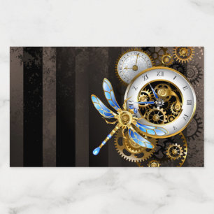 Steampunk Clock with Mechanical Dragonfly Envelope Liner