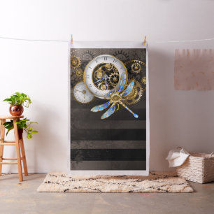 Steampunk Clock with Mechanical Dragonfly Fabric