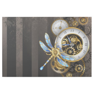 Steampunk Clock with Mechanical Dragonfly Gallery Wrap
