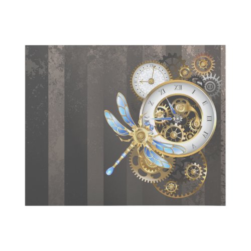 Steampunk Clock with Mechanical Dragonfly Gallery Wrap