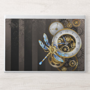 Steampunk Clock with Mechanical Dragonfly HP Laptop Skin