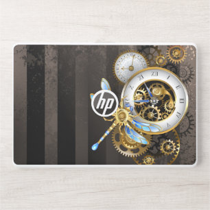Steampunk Clock with Mechanical Dragonfly HP Laptop Skin
