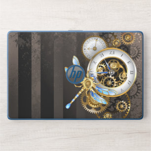 Steampunk Clock with Mechanical Dragonfly HP Laptop Skin