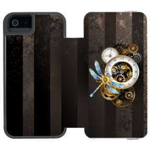Steampunk Clock with Mechanical Dragonfly iPhone SE/5/5s Wallet Case