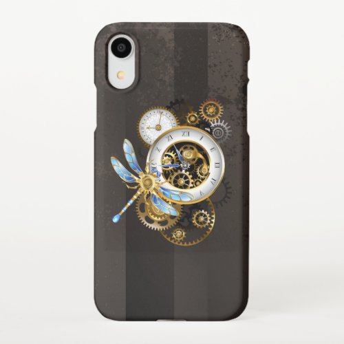 Steampunk Clock with Mechanical Dragonfly iPhone XR Case