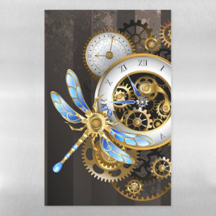Steampunk Clock with Mechanical Dragonfly Magnetic Dry Erase Sheet