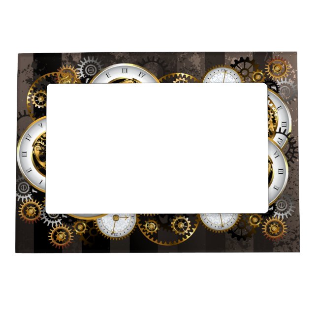 Steampunk Clock with Mechanical Dragonfly Magnetic Frame (Front)