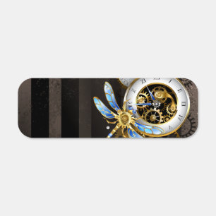 Steampunk Clock with Mechanical Dragonfly Metal Sign
