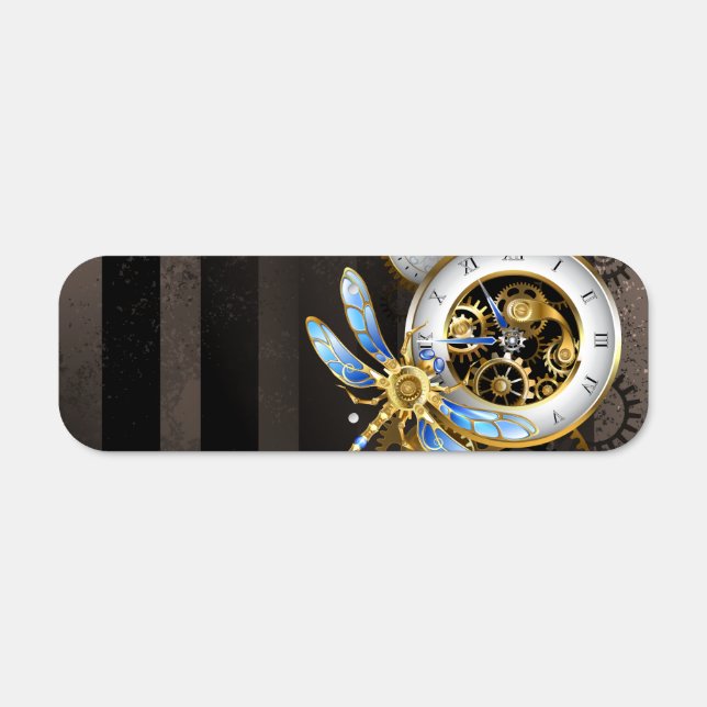 Steampunk Clock with Mechanical Dragonfly Metal Sign (Front)