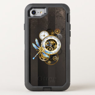 Steampunk Clock with Mechanical Dragonfly OtterBox Defender iPhone SE/8/7 Case