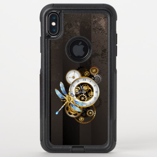 Steampunk Clock with Mechanical Dragonfly OtterBox Commuter iPhone XS Max Case