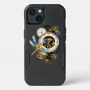 Steampunk Clock with Mechanical Dragonfly iPhone 13 Case