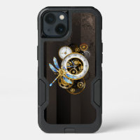 Steampunk Clock with Mechanical Dragonfly