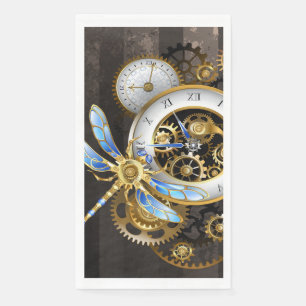 Steampunk Clock with Mechanical Dragonfly Paper Guest Towels