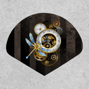 Steampunk Clock with Mechanical Dragonfly Patch