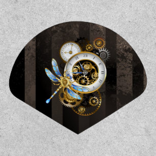 Steampunk Clock with Mechanical Dragonfly Patch