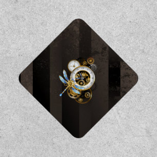 Steampunk Clock with Mechanical Dragonfly Patch
