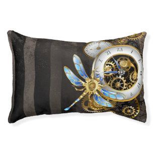 Steampunk Clock with Mechanical Dragonfly Pet Bed