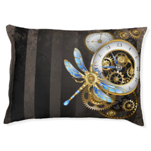 Steampunk Clock with Mechanical Dragonfly Pet Bed