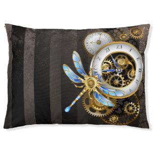 Steampunk Clock with Mechanical Dragonfly Pet Bed