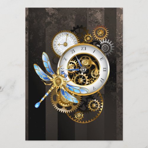 Steampunk Clock with Mechanical Dragonfly Program