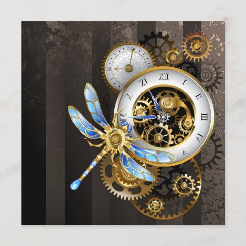 Steampunk Clock with Mechanical Dragonfly Program