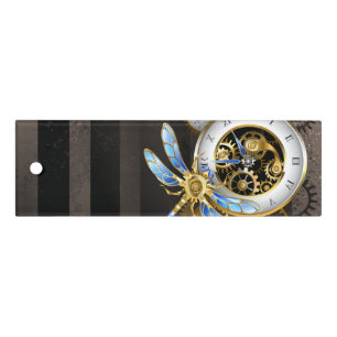 Steampunk Clock with Mechanical Dragonfly Ruler