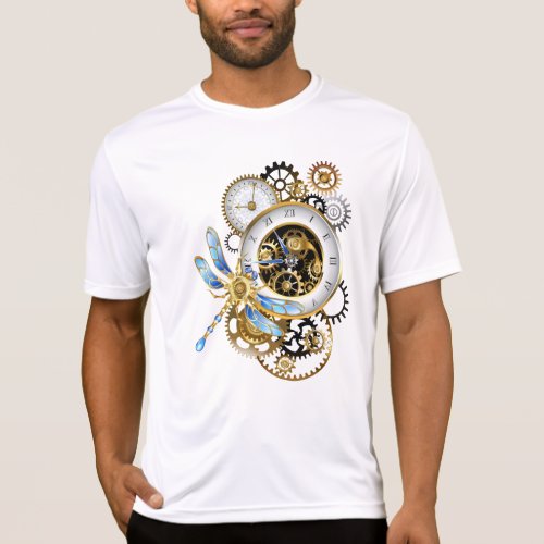 Steampunk Clock with Mechanical Dragonfly T_Shirt