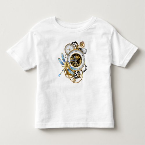 Steampunk Clock with Mechanical Dragonfly Toddler T_shirt