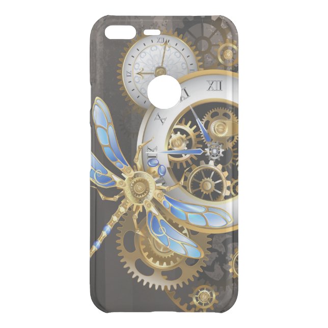 Steampunk Clock with Mechanical Dragonfly Uncommon Google Pixel XL Case (Back)
