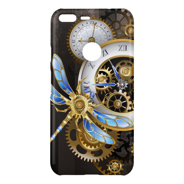 Steampunk Clock with Mechanical Dragonfly Uncommon Google Pixel XL Case (Back)