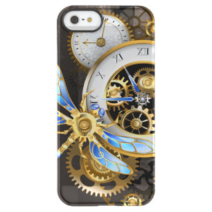 Steampunk Clock with Mechanical Dragonfly Permafrost iPhone SE/5/5s Case
