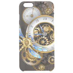 Steampunk Clock with Mechanical Dragonfly Clear iPhone 6 Plus Case